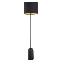 Lampadaire m&eacute;tal tissu 142 cm en noir or E27