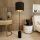 Lampadaire métal tissu 142 cm en noir or E27