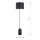 Lampadaire métal tissu 142 cm de haut noir blanc E27 CLARA