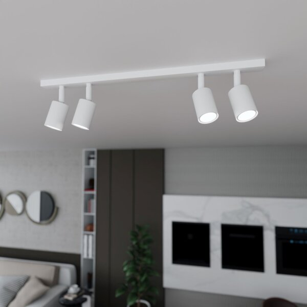 Plafonnier blanc 70 cm de long métal orientable GU10 4-flamme