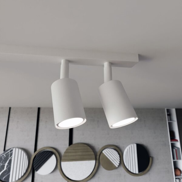 Plafonnier blanc 70 cm de long métal orientable GU10 4-flamme