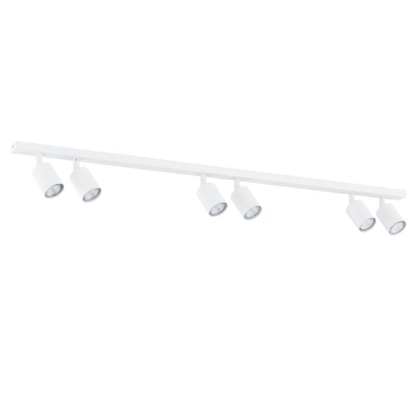 Projecteur de plafond blanc 116 cm de long métal GU10 6-flamme