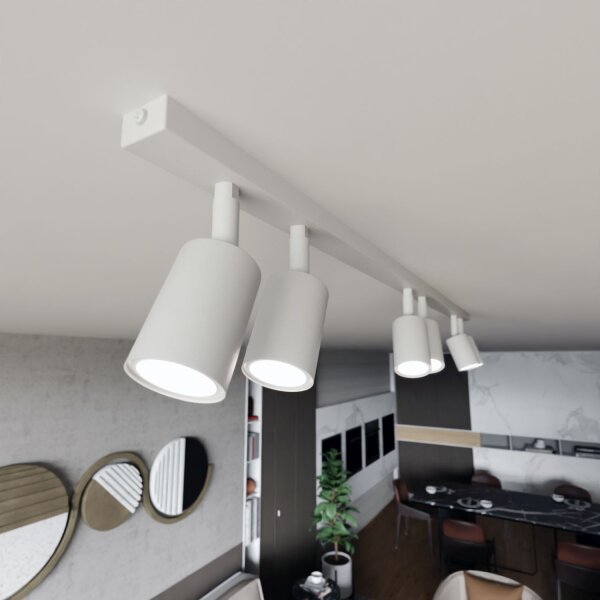 Projecteur de plafond blanc 116 cm de long métal GU10 6-flamme