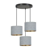 Lampe &agrave; suspendre 3 flammes E27 tissu m&eacute;tal...