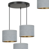 Lampe à suspendre 3 flammes E27 tissu métal...