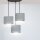 Lampe à suspendre 3 flammes E27 tissu métal noir gris or