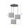 Lampe à suspendre 3 flammes E27 tissu métal noir gris or