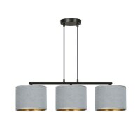 Suspension M&eacute;tal Tissu L : 72 cm Noir Gris Or E27