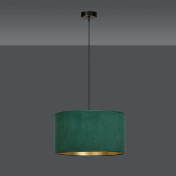 Suspension Vert Or Noir Ø 35 cm rond E27 Tissu Métal