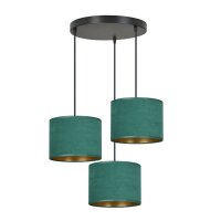 Lampe &agrave; suspendre tissu m&eacute;tal noir vert or...