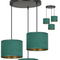 Lampe à suspendre tissu métal noir vert or...