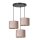 Suspension tissu métal noir rose or 3 flammes E27