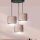Suspension tissu métal noir rose or 3 flammes E27