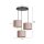 Suspension tissu métal noir rose or 3 flammes E27