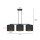 Suspension tissu métal L : 72cm noir or 3-flamme E27
