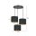 Lampe à suspendre 3 flammes tissu métal noir or E27