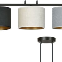 Lampe à suspendre tissu métal L : 72 cm 3x...