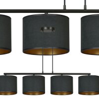 Lampe à suspendre Noir Or L : 97 cm Tissu...