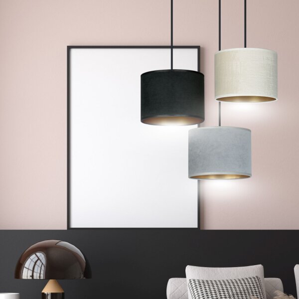 Suspension réglable tissu métal E27 3 flammes CYRIL
