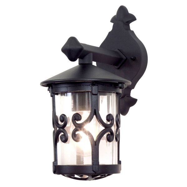 Applique extérieure Cour Noir Aluminium Verre Ø15cm