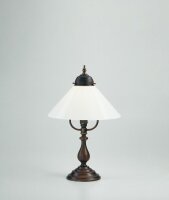 Lampe de table laiton véritable antique verre E27...