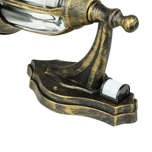 Lampe dextérieur avec détecteur de mouvement Or antique mur MILANO