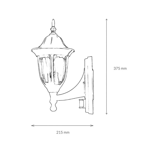 Lampe dextérieur avec détecteur de mouvement Or antique mur MILANO