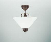 Lampe de plafonnier ronde laiton antique verre E27...