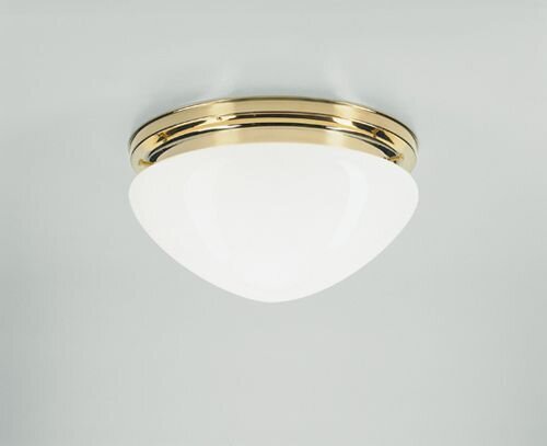 Plafonnier laiton poli verre E27 Ø30 cm rond