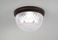 Lampe de plafonnier laiton antique verre avec motif E27...