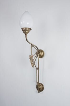 Applique murale chaleureuse laiton verre blanc E27 H:86 cm