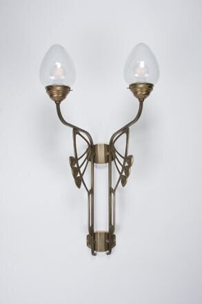 Applique décorative laiton verre bleu E27 L:44 cm