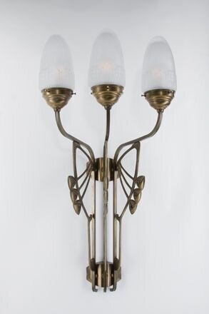 Applique murale confortable laiton verre blanc E27 L:40 cm