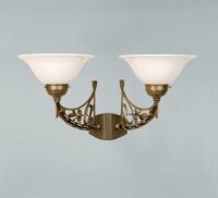 Applique laiton verre P:32 cm E27 2 flammes Art Nouveau