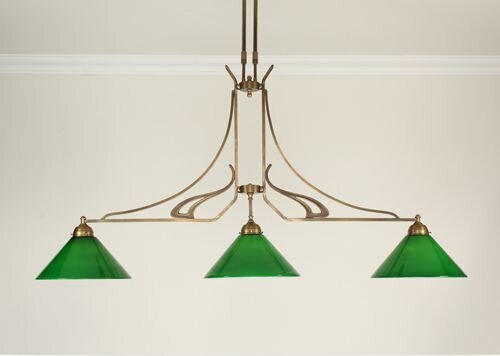 XXL Suspension laiton verre vert E27 136 cm élégant