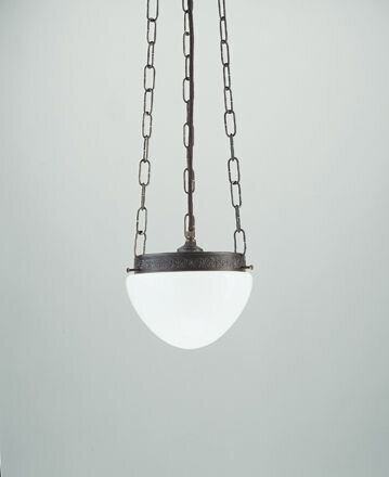 Suspension ronde laiton antique verre E27 Ø17 cm