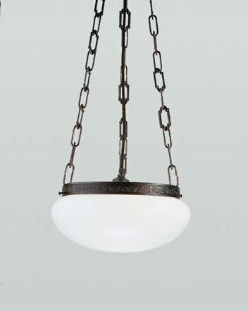 Suspension ronde laiton antique verre E27 Ø30 cm