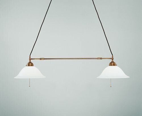 Longue lampe à suspendre laiton verre interrupteur à tirette E27 130 cm