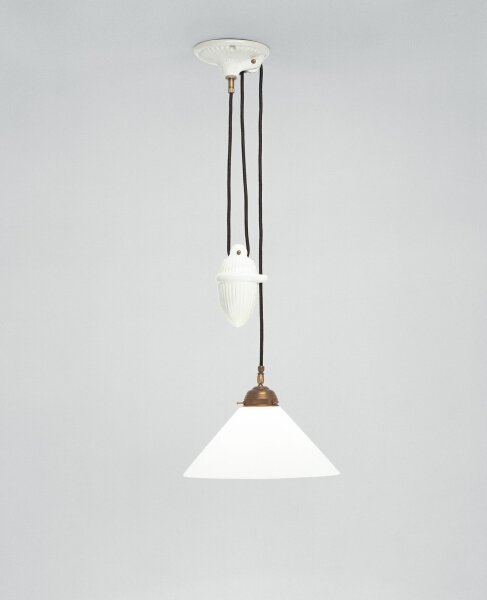Lampe à suspendre élégante laiton antique verre E27 Ø30 cm rond