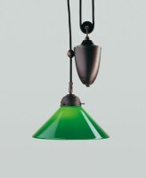 Lampe &agrave; suspendre antique laiton verre vert E27...