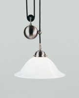 Suspension laiton verre E27 L:30 cm en nickel mat