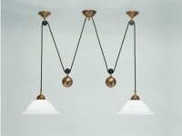 Suspension flexible Art Nouveau laiton verre 2flmg
