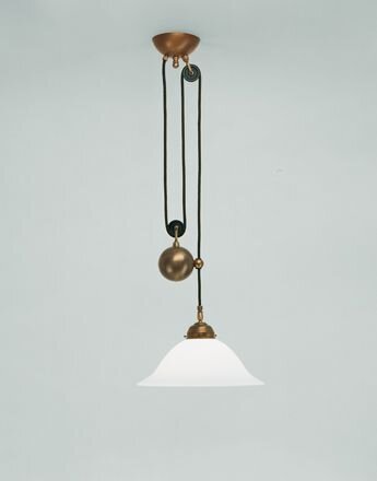 Suspension laiton verre E27 L:30 cm confortable