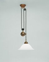 Suspension laiton verre E27 L:30 cm confortable
