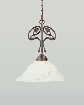 Lustre suspendu laiton antique verre en marbre E27 Ø35 cm
