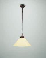 Lampe &agrave; suspendre laiton antique verre ivoire E27...