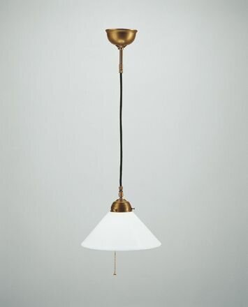 Suspension ronde interrupteur à tirette laiton verre E27 Ø25 cm