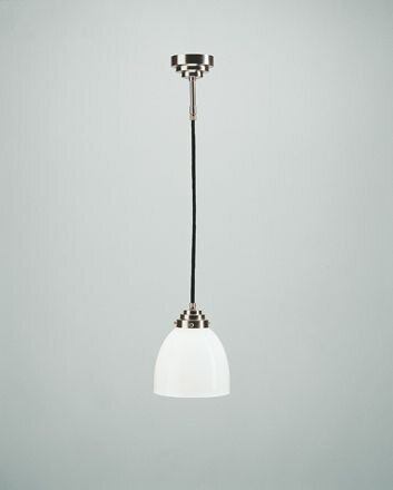Suspension ronde laiton verre en nickel E27 L:15 cm