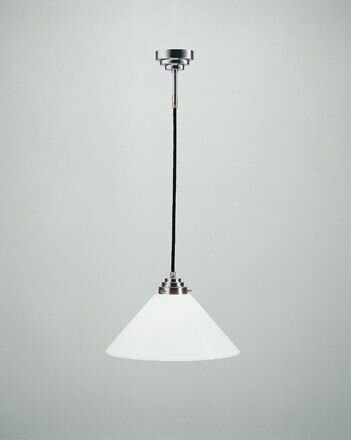 Suspension ronde laiton verre en nickel E27 L:30 cm