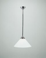 Suspension ronde laiton verre en nickel E27 L:30 cm